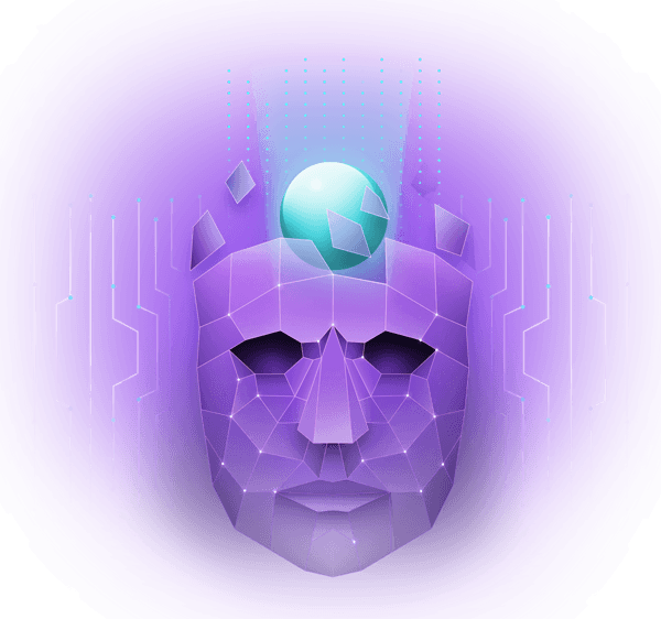 Stylised head made of circuitry